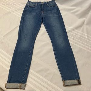 FRAME - “Le High Skinny” Stretch Denim Raw Hem Cuff Jeans Womens size 27